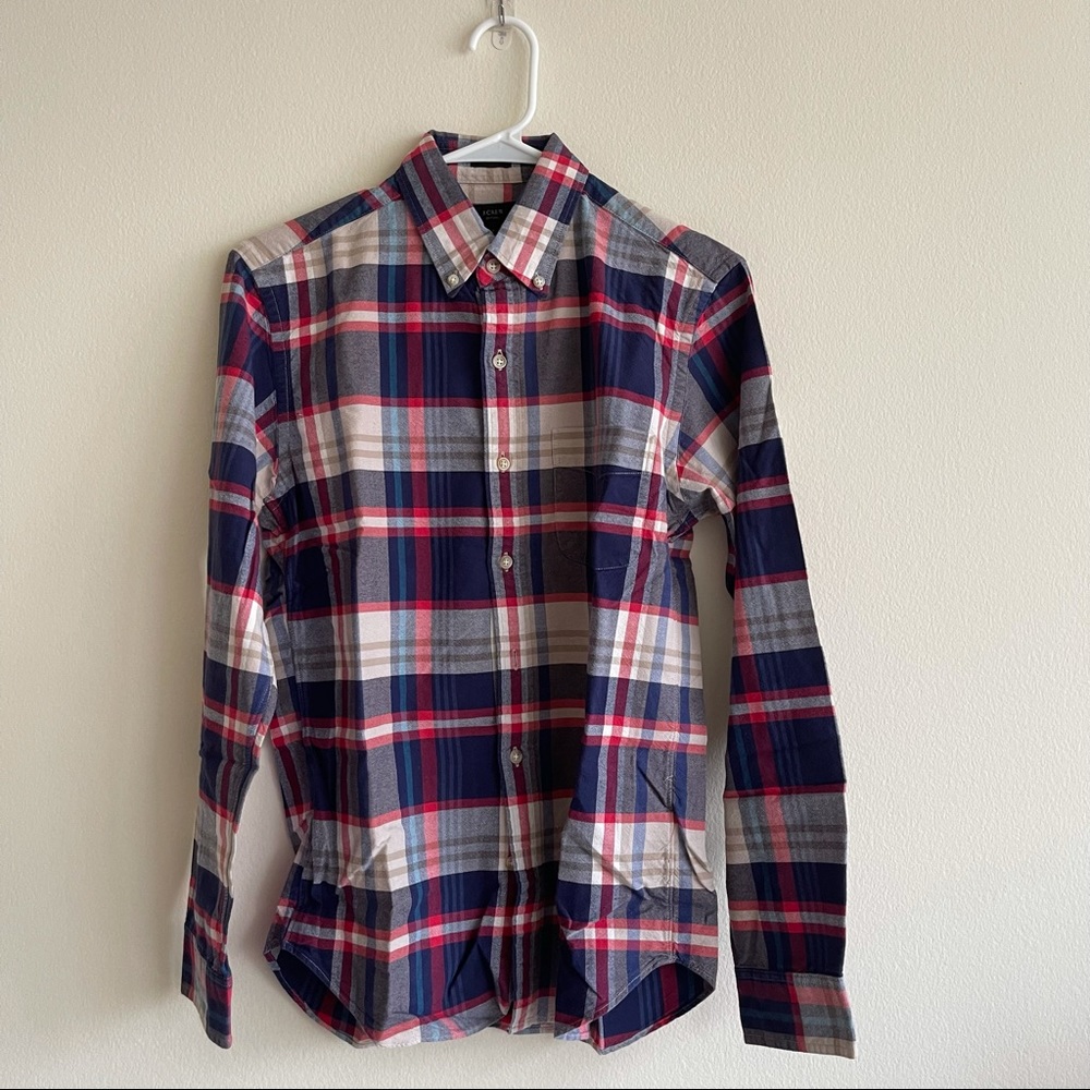 J Crew Red And Blue Flannel Long Sleeve Workshirt (Slim)